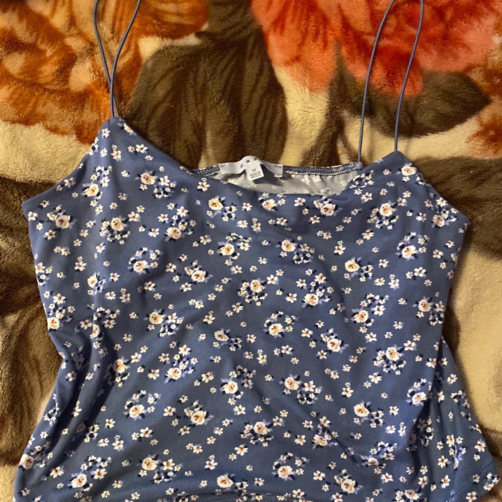 Blue and flower tank top